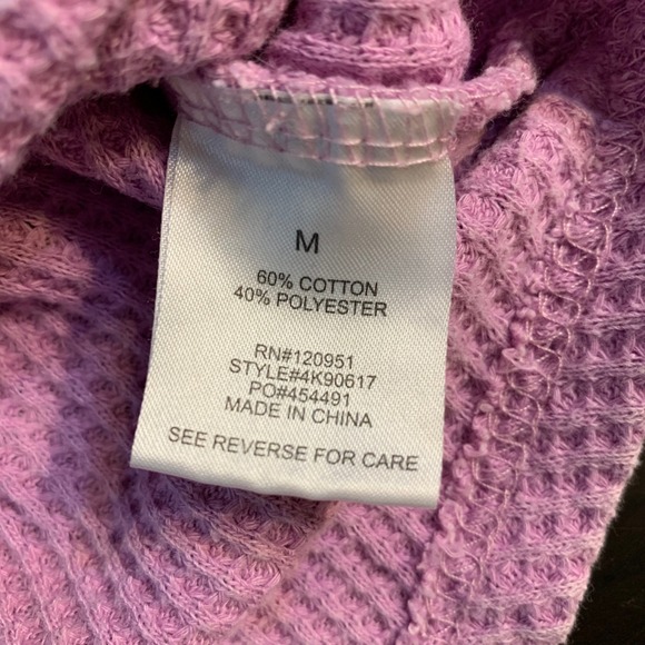 Hippie Rose Waffle Knit Button Up Shirt Lavender Purple Long Sleeve Size M - Picture 4 of 12